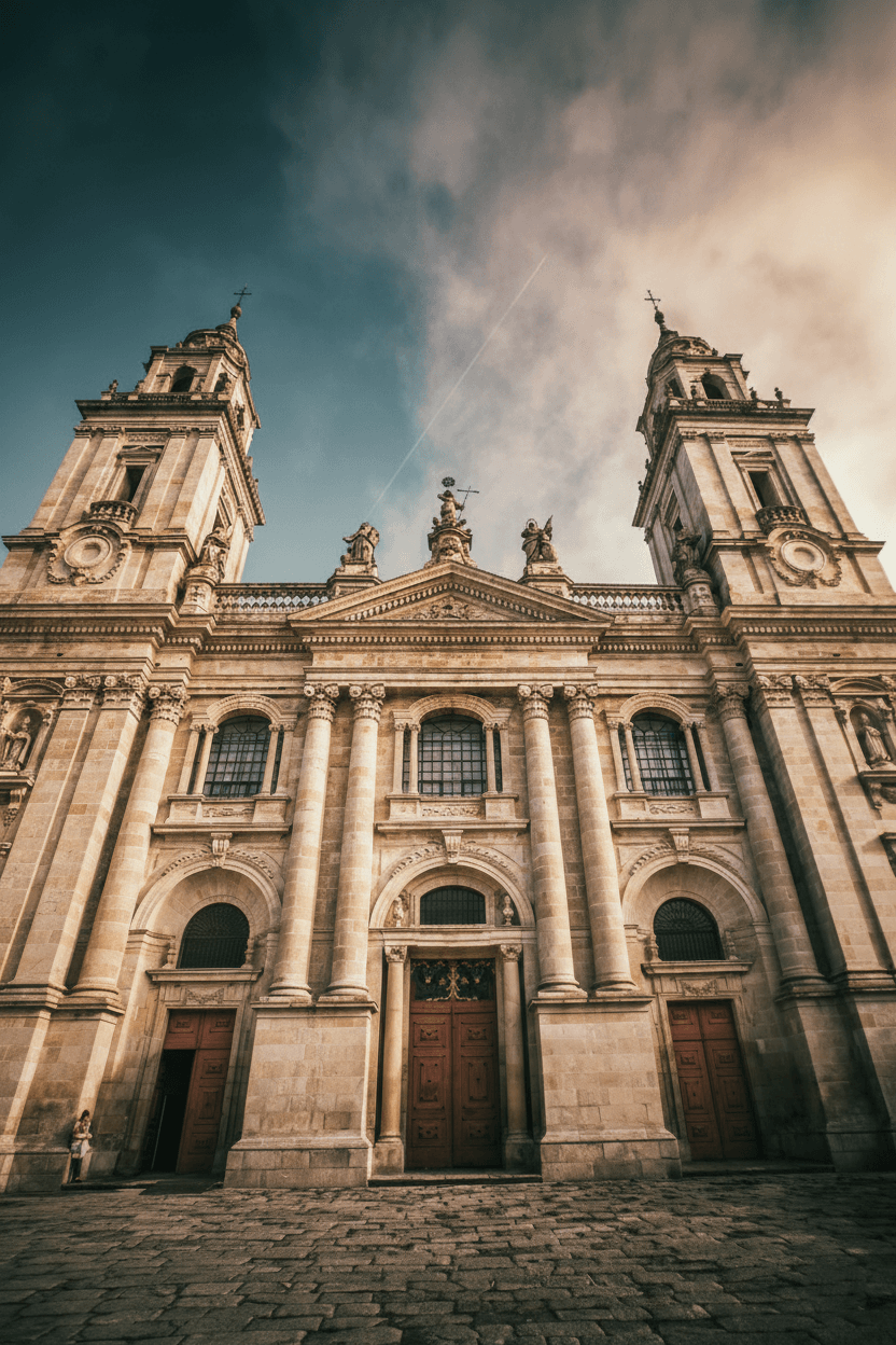 Fachada principal de la Catedral de Lugo, uno de los monumentos más emblemáticos del casco histórico