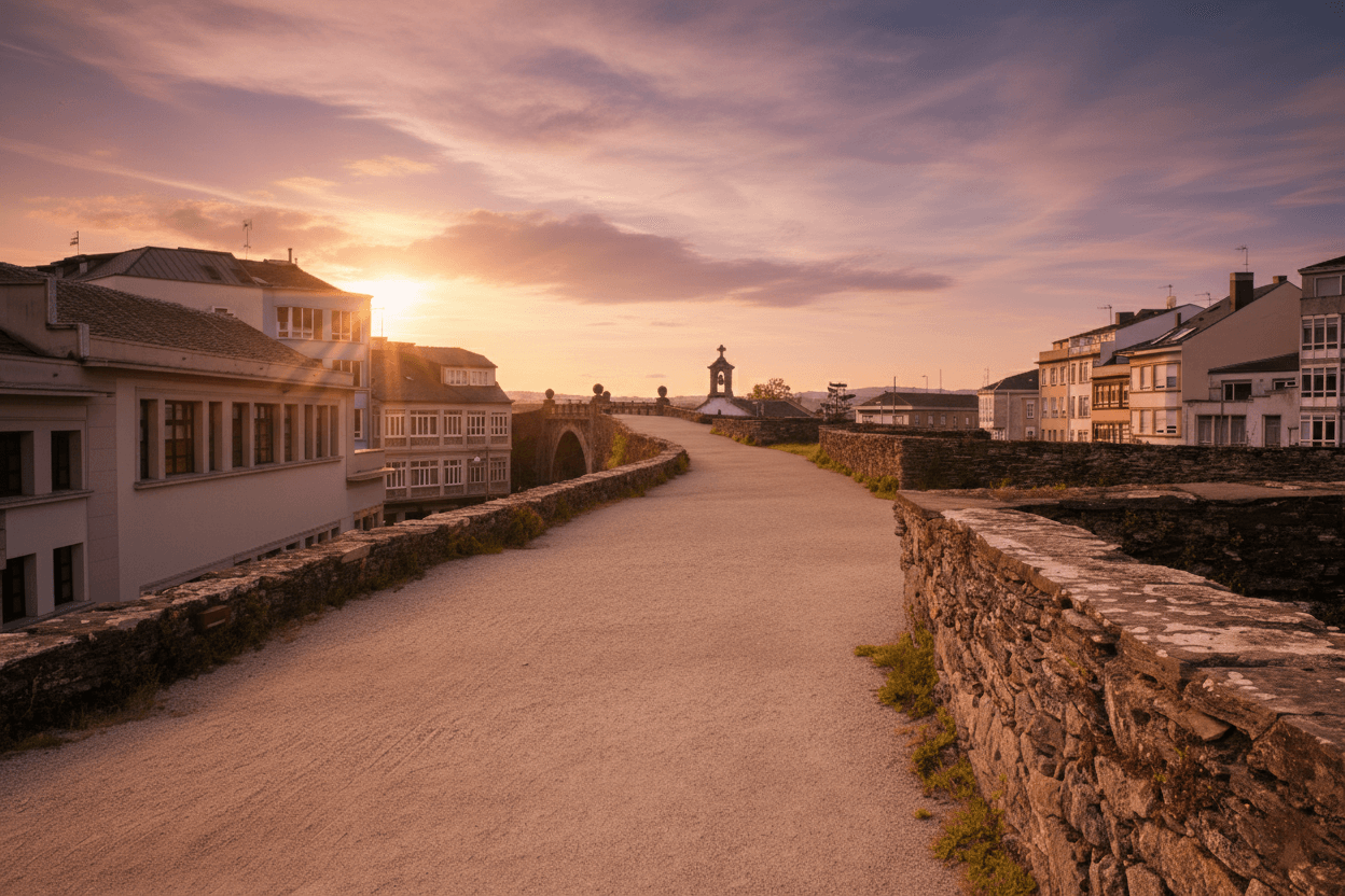 Paseo al atardecer por la muralla romana de Lugo, Patrimonio de la Humanidad